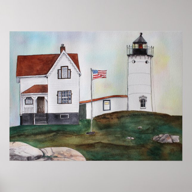 Nubble Light Watercolor Archival Print (Front)