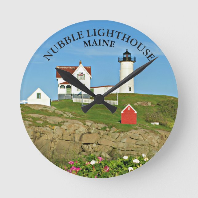 Nubble Lighthouse, Cape Neddick Maine Round Clock (Front)