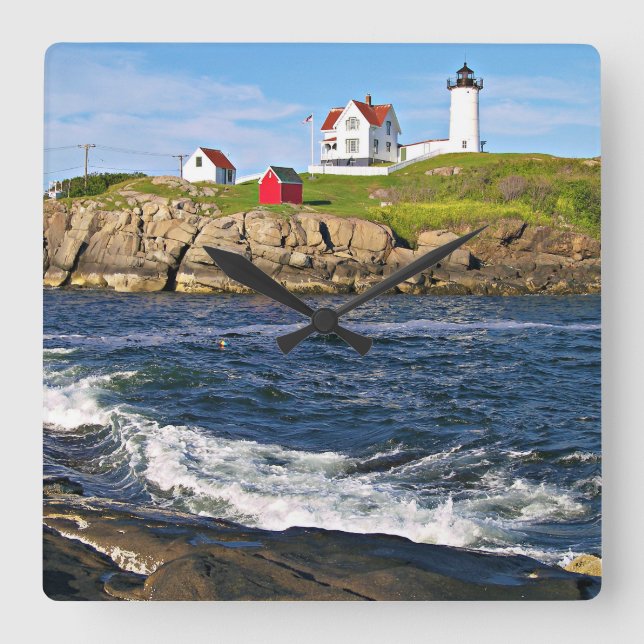 Nubble Lighthouse, Cape Neddick Maine Square Wall Clock (Front)