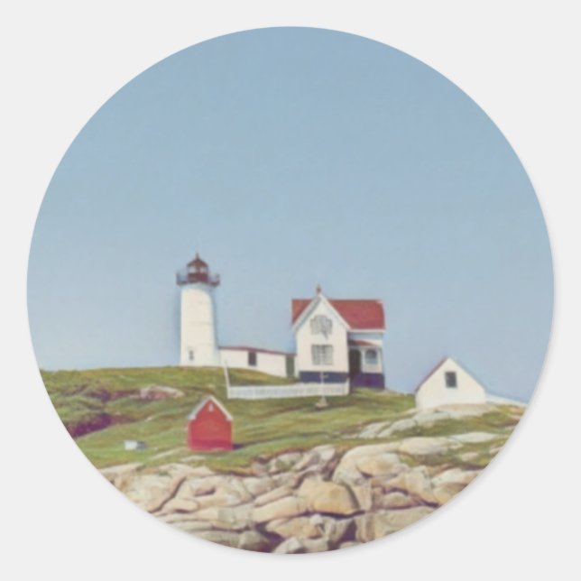 Nubble Lighthouse Classic Round Sticker (Front)