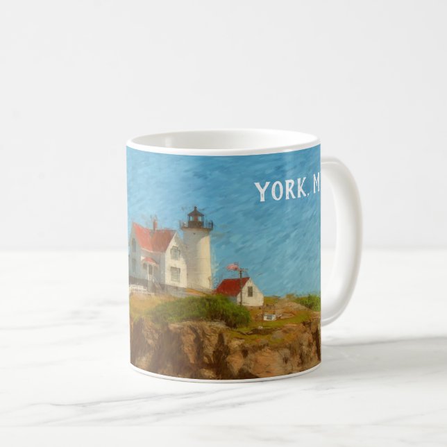 Nubble Lighthouse Customizable Coffee Mug (Front Right)