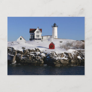 Nubble Lighthouse in Winter Postcard