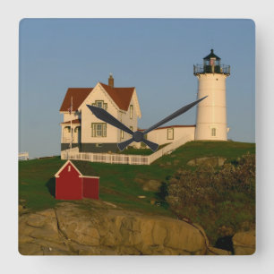 Nubble Lighthouse in York Maine Square Wall Clock