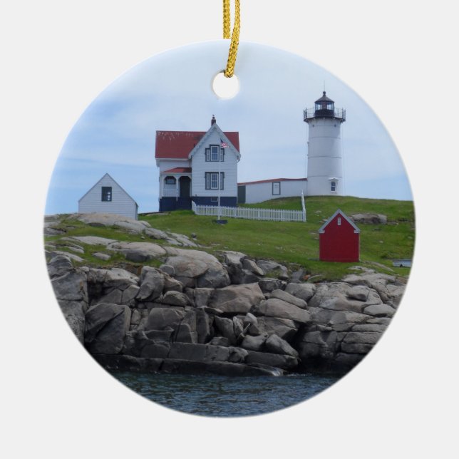 Nubble Lighthouse - Maine Ceramic Tree Decoration (Front)