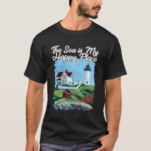 Nubble Lighthouse Maine Lighthouse Painting Summer T-Shirt