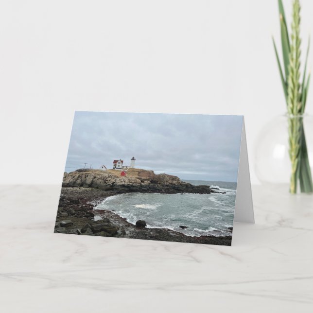 Nubble Lighthouse Photo Blank Greeting Card (Front)