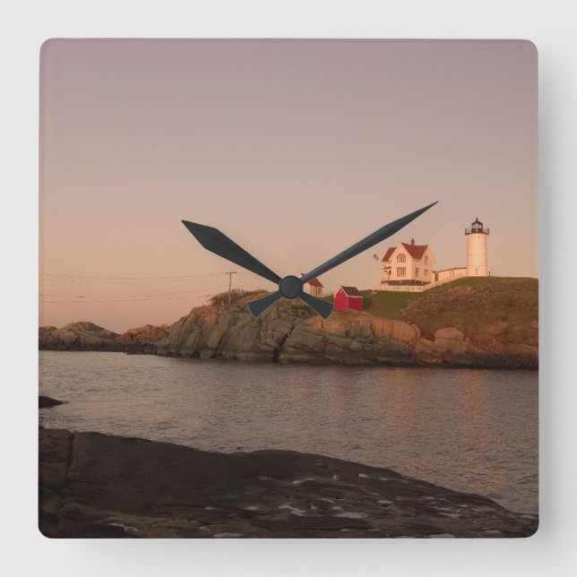 Nubble Lighthouse Square Wall Clock (Front)