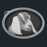 Nubian  Dairy Goat Belt Buckle<br><div class="desc">Nubian Dairy goat pencil sketched and on a black background - change the background colour by using the customise this button and then the edit drop down for background colour</div>