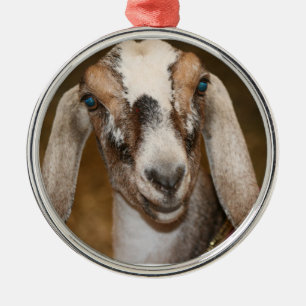 Nubian Dairy Goat Doe White Stripe Caprine Metal Tree Decoration