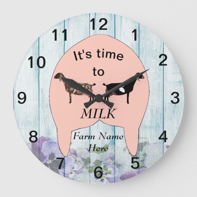 Nubian Dairy Goat Farm Udder Large Clock (Front)