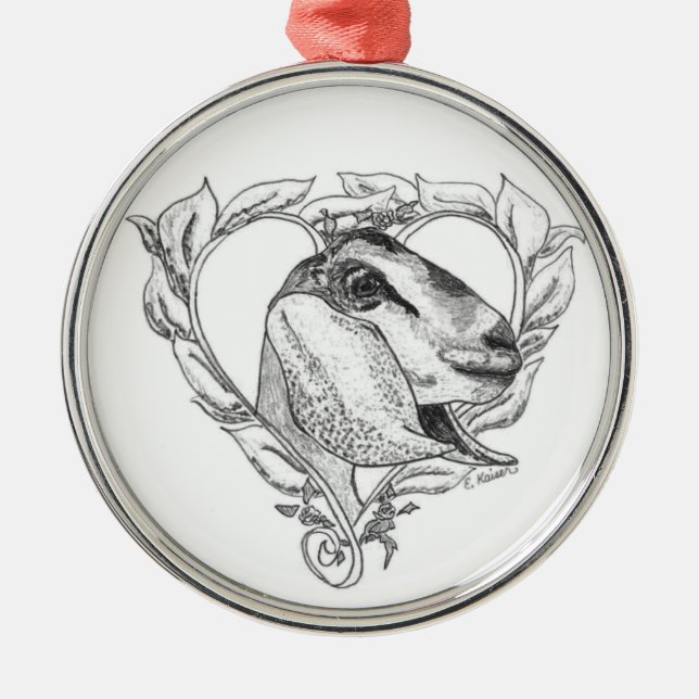 Nubian Head in Heart Metal Tree Decoration (Front)