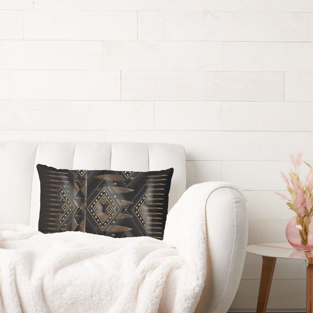 Nubian Legacy: Geometric Brilliance  Lumbar Cushion (Creator Uploaded)