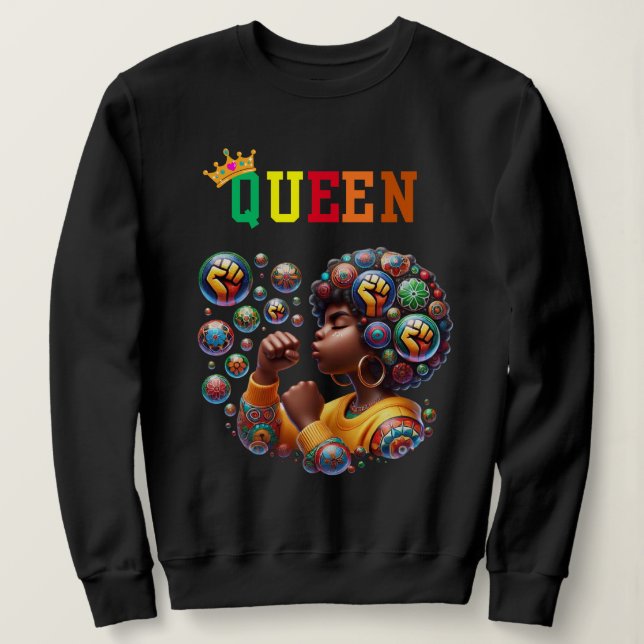 Nubian Queen: Power Women's sweatshirt (Design Front)