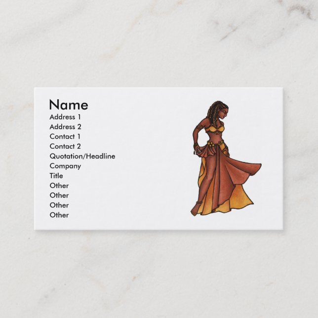 Nubian Sister Belly Dance Business Cards (Front)