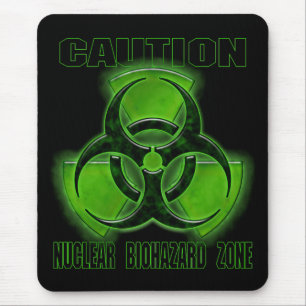 Nuclear Biohazard Caution Sign Mouse Pad