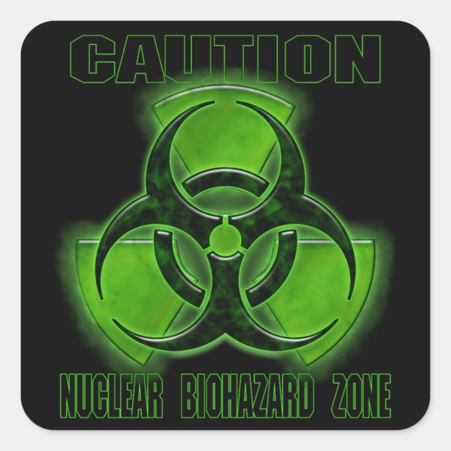 Nuclear Biohazard Caution Sign Square Sticker (Front)