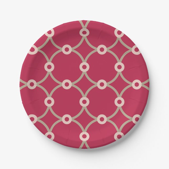 Nuclear Connectivity - magenta - seamless pattern. Paper Plate (Front)