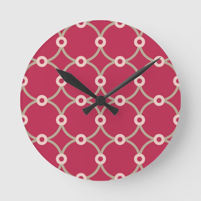 Nuclear Connectivity - magenta - seamless pattern. Round Clock (Front)