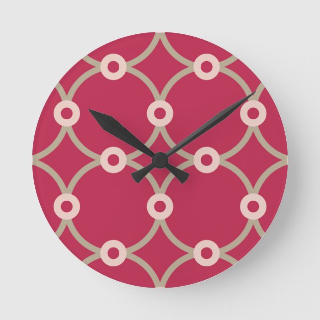 Nuclear Connectivity - magenta - seamless pattern. Round Clock (Front)