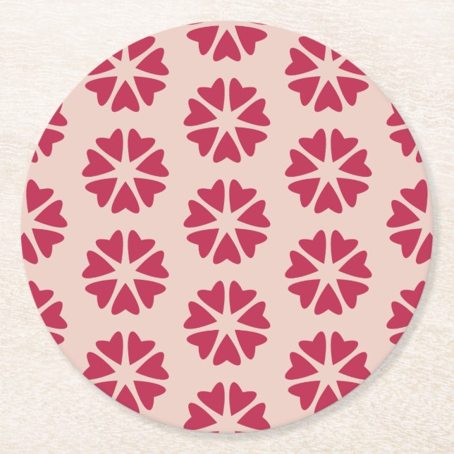 Nuclear Connectivity - magenta - seamless pattern. Round Paper Coaster (Front)