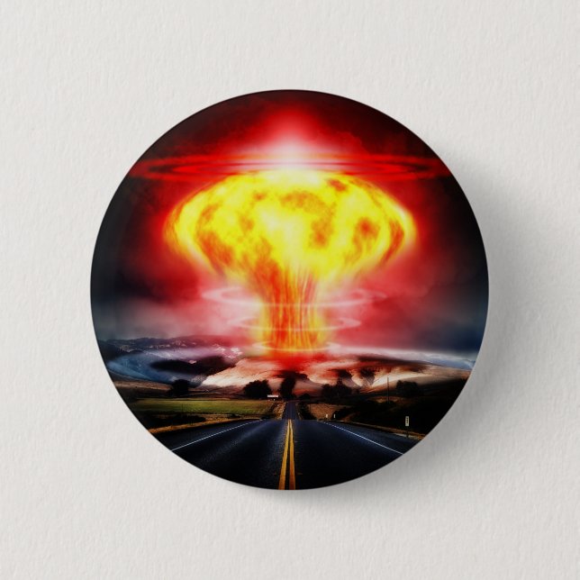 Nuclear explosion mushroom cloud illustration 6 cm round badge (Front)