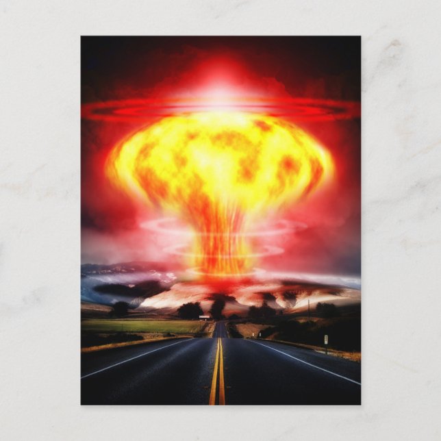 Nuclear explosion mushroom cloud illustration postcard (Front)