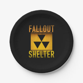 Nuclear Fallout Shelter Retro Atomic Age Grunge : Paper Plate