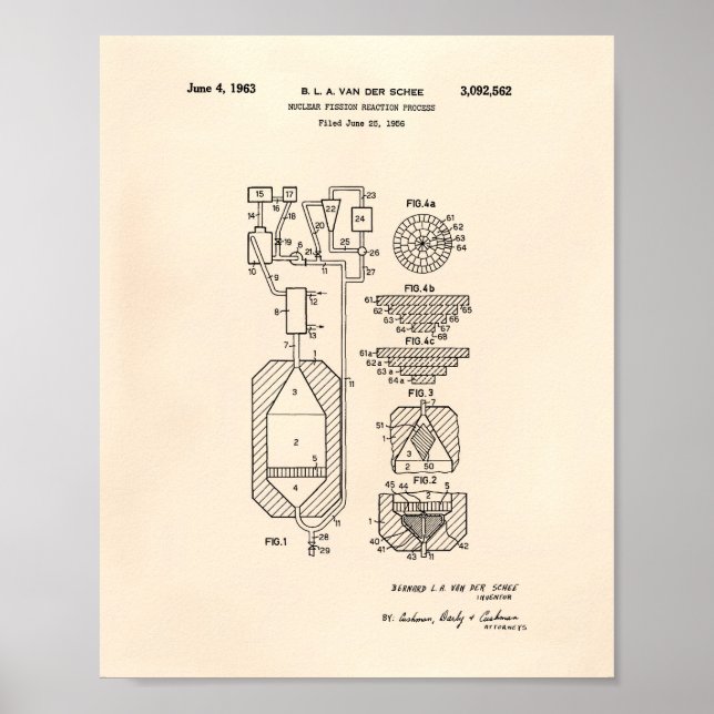 Nuclear Fission 1956 Patent Art Old Peper Poster (Front)