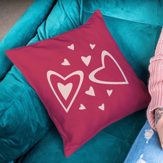 Nuclear Hearts - magenta and pink - image. Cushion (Creator Uploaded)