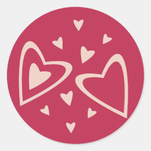 Nuclear Hearts - magenta red - image. Classic Round Sticker