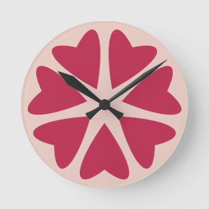 Nuclear Hearts - magenta red - image. Round Clock