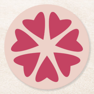 Nuclear Hearts - magenta red - image. Round Paper Coaster