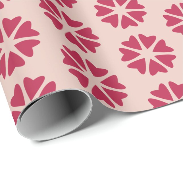 Nuclear Hearts - magenta red - seamless pattern. W Wrapping Paper (Roll Corner)