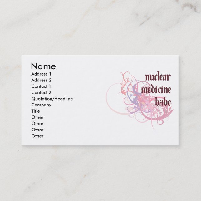 Nuclear Medicine Babe Business Card (Front)
