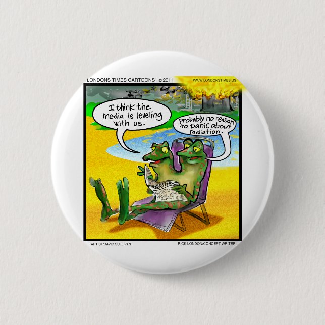 Nuclear Neighbours (Twin Frogs) Funny Gifts & Card 6 Cm Round Badge (Front)