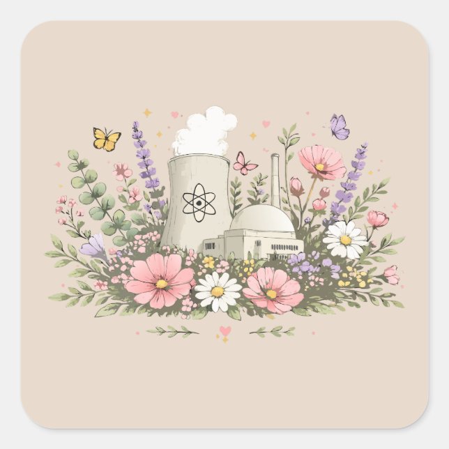 Nuclear Power Blossoms Square Sticker (Front)