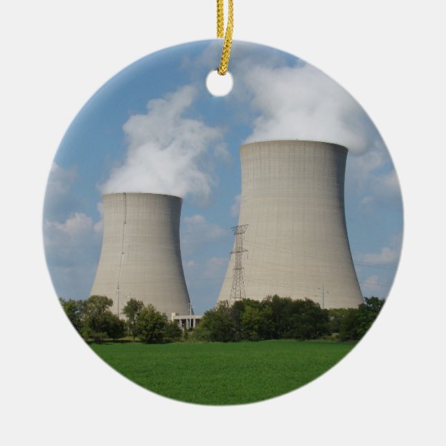 Nuclear Power Plant Cooling Towers Ceramic Ornament (Front)