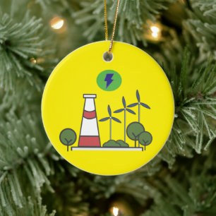 Nuclear power plant design  ceramic ornament