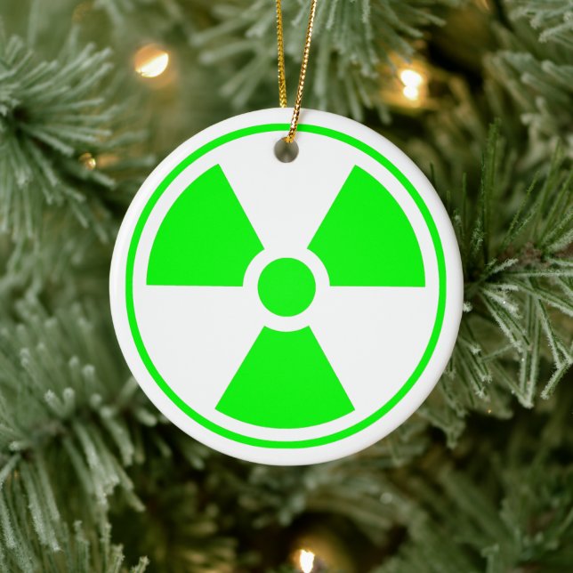 Nuclear Radioactive Radiation Symbol in green Ceramic Ornament (Tree)