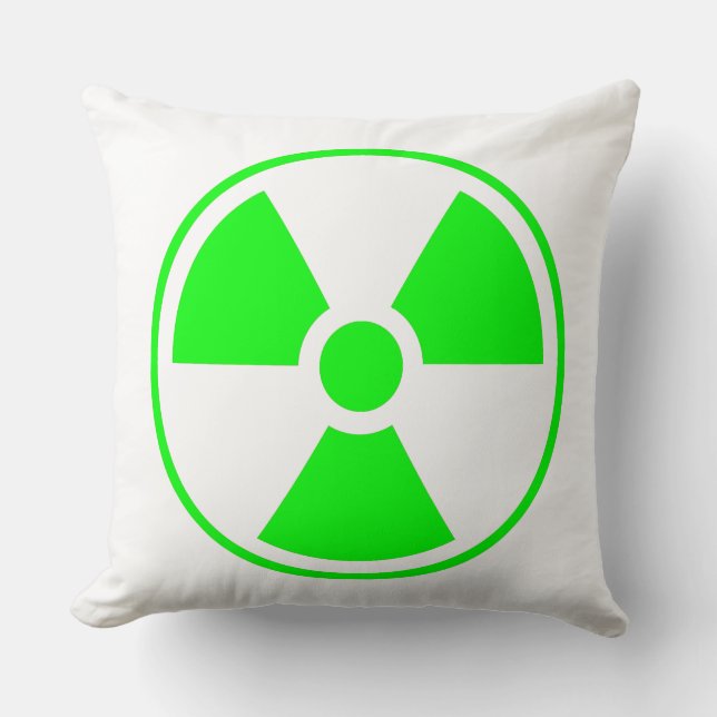 Nuclear Radioactive Radiation Symbol in green Cushion (Front)
