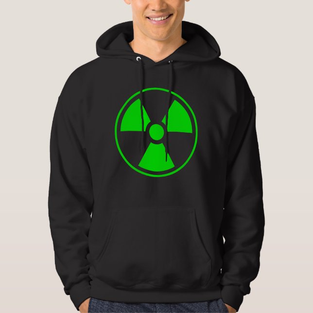 Nuclear Radioactive Radiation Symbol in green Hoodie (Front)