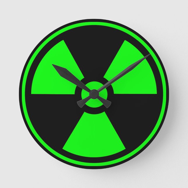 Nuclear Radioactive Radiation Symbol in green Round Clock (Front)