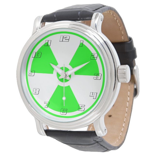 Nuclear Radioactive Radiation Symbol in green Watch (Angled)