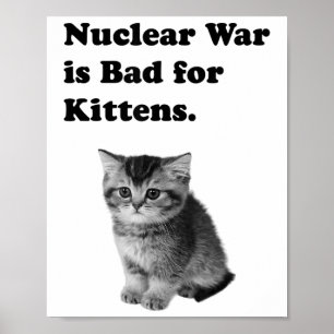 Nuclear War Is Bad For Kittens Sadness Cat Animal  Poster
