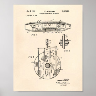 Nuclear Water Jet Engine 1959 Art  Old Peper Poster