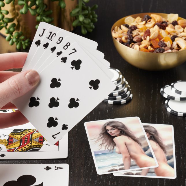 Nude art on a beach playing cards (In Situ)