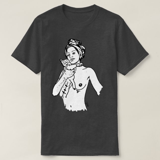NUDEART domesticated by the cat T-Shirt (Design Front)