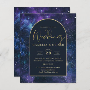 NUDGET Starry Night Purple Blue Wedding INVITE
