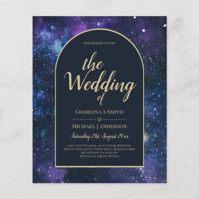 NUDGET Starry Night Purple Blue Wedding INVITE Flyer (Front)