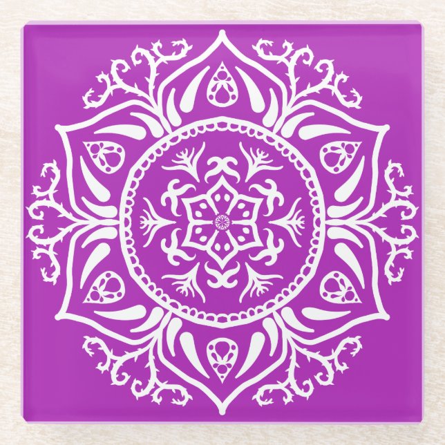 Nudibranch Mandala Glass Coaster (Front)